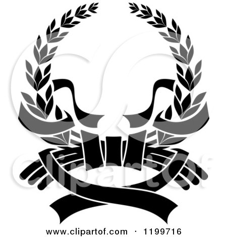 Clipart of a Black Laurel Wreath with Ribbons 2 - Royalty Free Vector Illustration by Vector Tradition SM