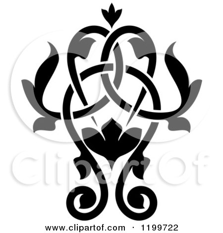 Clipart of a Black and White Ornate Floral Victorian Design Element 13 - Royalty Free Vector Illustration by Vector Tradition SM