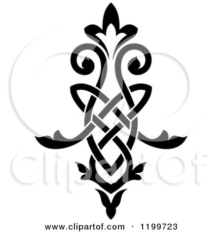 Clipart of a Black and White Ornate Floral Victorian Design Element 14 - Royalty Free Vector Illustration by Vector Tradition SM