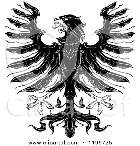 Clipart of a Black and White Heraldic Eagle with Open Wings - Royalty Free Vector Illustration by Vector Tradition SM