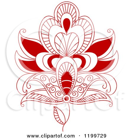 Clipart of a Red Henna Flower 10 - Royalty Free Vector Illustration by Vector Tradition SM