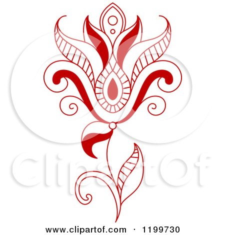 Clipart of a Red Henna Flower 6 - Royalty Free Vector Illustration by Vector Tradition SM