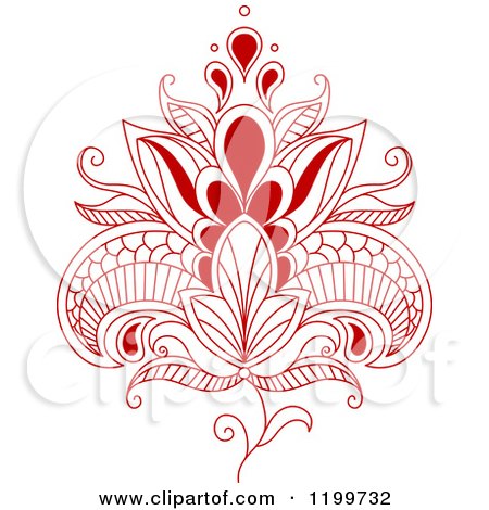 Clipart of a Red Henna Flower 8 - Royalty Free Vector Illustration by Vector Tradition SM