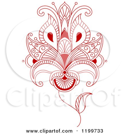 Clipart of a Red Henna Flower 9 - Royalty Free Vector Illustration by Vector Tradition SM