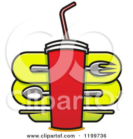 Clipart of a Fast Food Design of a Cup over Silverware - Royalty Free Vector Illustration by Vector Tradition SM