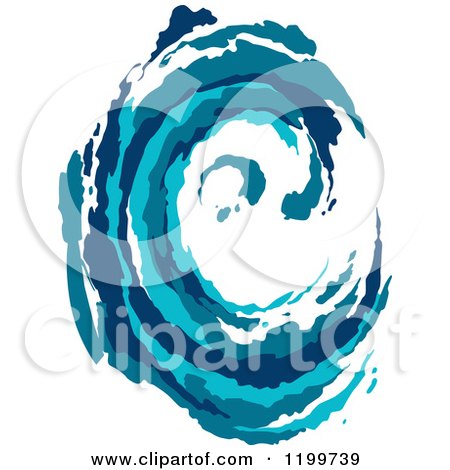Clipart of a Blue Painted Curling Wave 3 - Royalty Free Vector Illustration by Vector Tradition SM