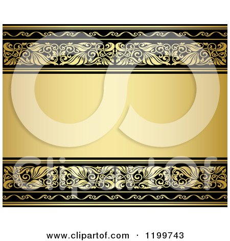 Clipart of a Golden Background with Ornate Borders and Text Space - Royalty Free Vector Illustration by Vector Tradition SM