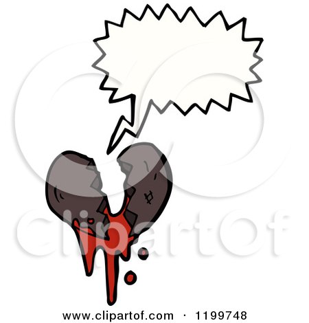 Cartoon of a Bloody Broken Heart Speaking - Royalty Free Vector Illustration by lineartestpilot