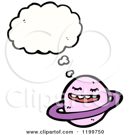 Cartoon of the Planet Saturn Thinking - Royalty Free Vector Illustration by lineartestpilot