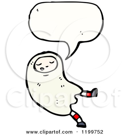 Cartoon of a Costumed Ghost Speaking - Royalty Free Vector Illustration by lineartestpilot