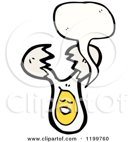 Cartoon of a Broken Egg Speaking - Royalty Free Vector Illustration by lineartestpilot