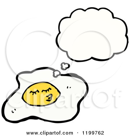 Cartoon of a Broken Egg Thinking - Royalty Free Vector Illustration by lineartestpilot