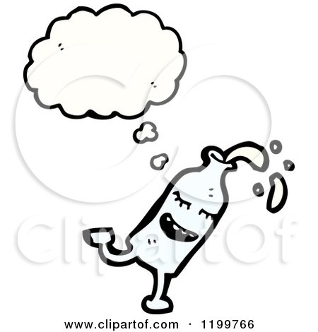 Cartoon of a Milk Bottle Thinking - Royalty Free Vector Illustration by lineartestpilot