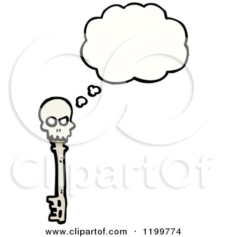 Cartoon of a Skeleton Key Thinking - Royalty Free Vector Illustration by lineartestpilot