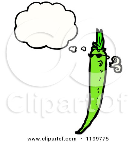 Cartoon of a Green Chili Pepper Thinking - Royalty Free Vector Illustration by lineartestpilot