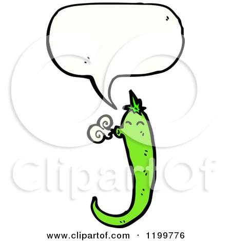 Cartoon of a Green Chili Pepper Speaking - Royalty Free Vector Illustration by lineartestpilot