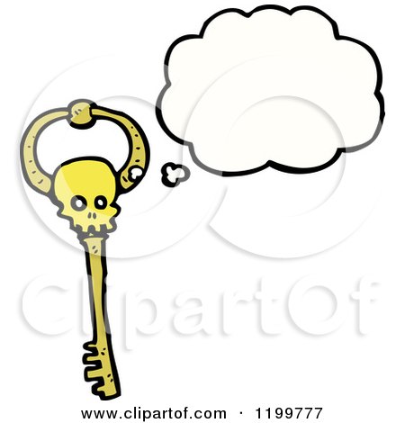 Cartoon of a Skeleton Key Thinking - Royalty Free Vector Illustration by lineartestpilot