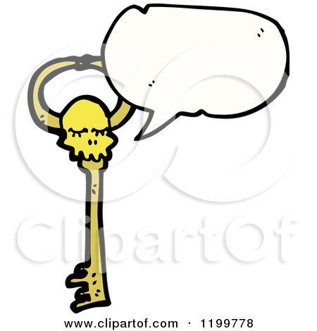 Cartoon of a Skeleton Key Speaking - Royalty Free Vector Illustration by lineartestpilot