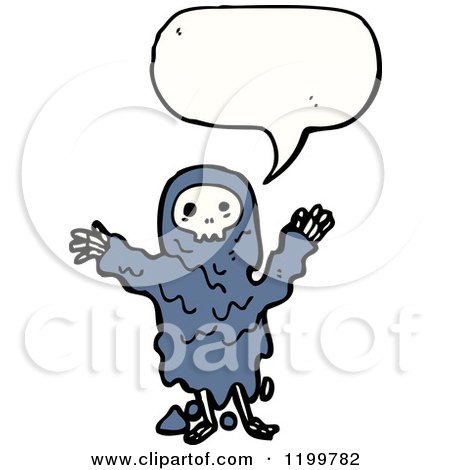 Cartoon of a Costumed Skull Speaking - Royalty Free Vector Illustration by lineartestpilot