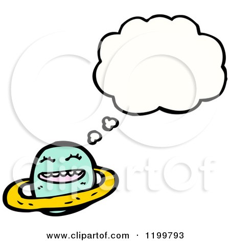 Cartoon of the Planet Saturn Thinking - Royalty Free Vector Illustration by lineartestpilot