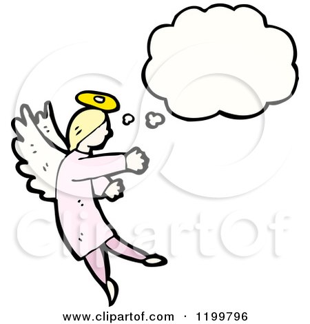 Cartoon of an Angel Thinking - Royalty Free Vector Illustration by lineartestpilot