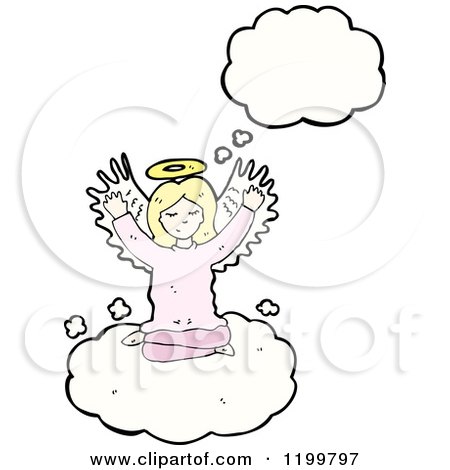 Cartoon of an Angel Thinking - Royalty Free Vector Illustration by lineartestpilot