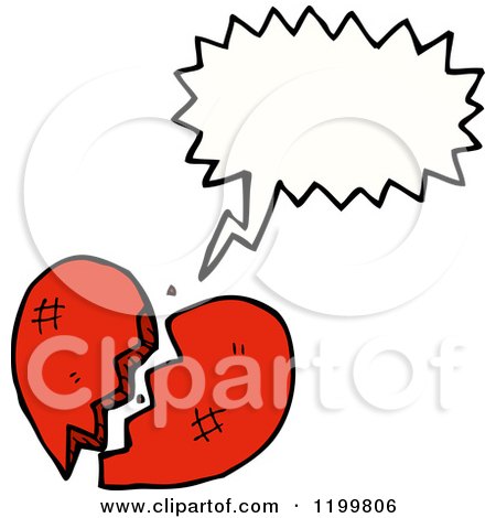 Cartoon of a Broken Heart Speaking - Royalty Free Vector Illustration by lineartestpilot