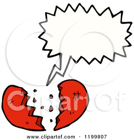 Cartoon of a Broken Heart Speaking - Royalty Free Vector Illustration by lineartestpilot