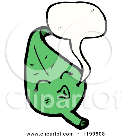 Cartoon of a Green Leaf Speaking - Royalty Free Vector Illustration by lineartestpilot