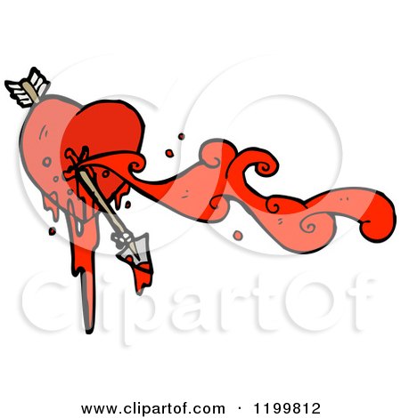 Cartoon of a Bloody Broken Heart - Royalty Free Vector Illustration by lineartestpilot