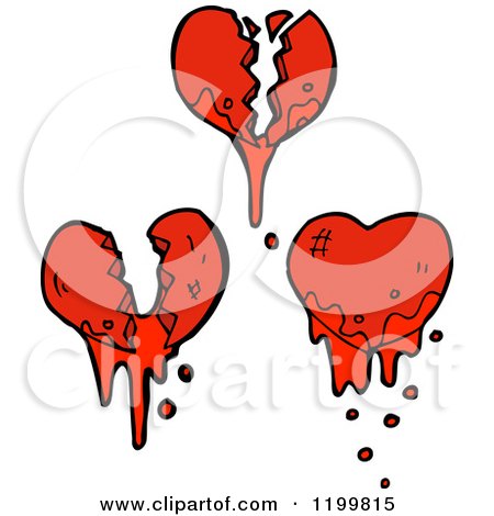 Cartoon of a Bloody Flaming Broken Heart - Royalty Free Vector Illustration by lineartestpilot