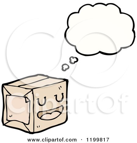 Cartoon of a Carton Thinking - Royalty Free Vector Illustration by lineartestpilot