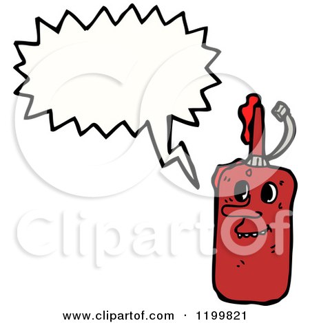 Cartoon of a Red Glue Bottle Speaking - Royalty Free Vector Illustration by lineartestpilot