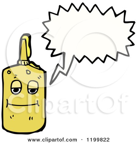 Cartoon of a Yellow Glue Bottle Speaking - Royalty Free Vector Illustration by lineartestpilot
