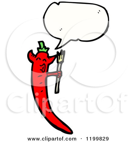 Cartoon of a Red Chili Pepper Speaking - Royalty Free Vector Illustration by lineartestpilot