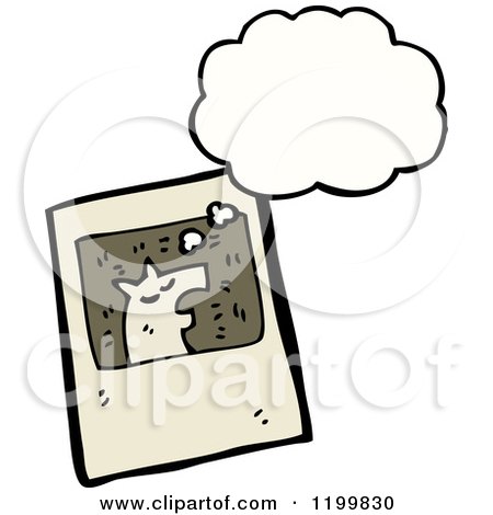 Cartoon of a Black and White Photo Thinking - Royalty Free Vector Illustration by lineartestpilot