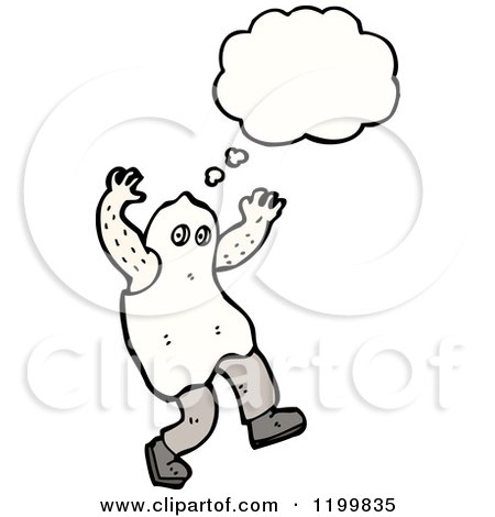 Cartoon of a Costumed Ghost Thinking - Royalty Free Vector Illustration by lineartestpilot