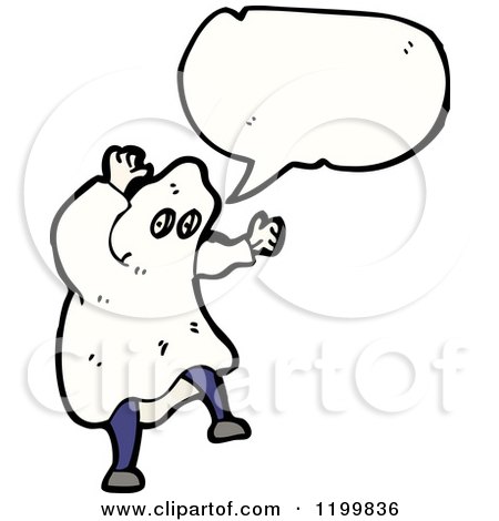 Cartoon of a Costumed Ghost Speaking - Royalty Free Vector Illustration by lineartestpilot