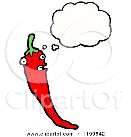 Cartoon of a Red Chili Pepper Thinking - Royalty Free Vector Illustration by lineartestpilot