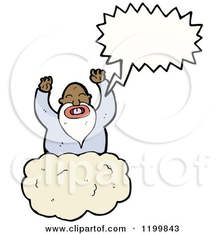 Cartoon of a God in Heaven Speaking - Royalty Free Vector Illustration by lineartestpilot