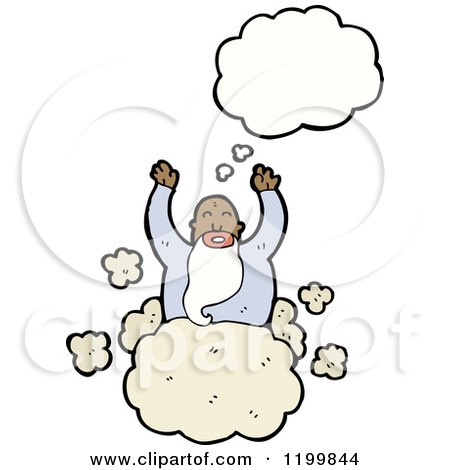 Cartoon of a God in Heaven Thinking - Royalty Free Vector Illustration by lineartestpilot