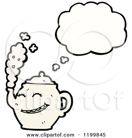 Cartoon of a Teapot Thinking - Royalty Free Vector Illustration by lineartestpilot