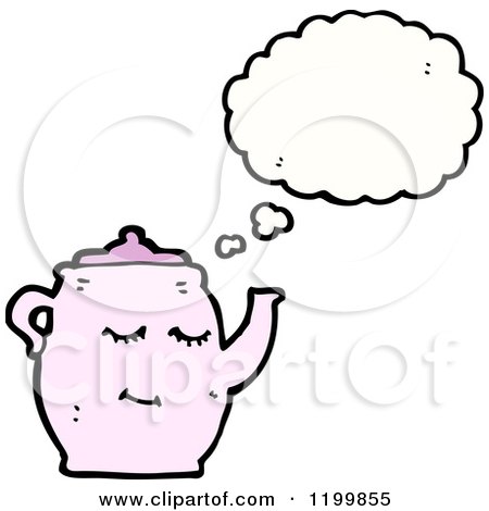Cartoon of a Teapot Thinking - Royalty Free Vector Illustration by lineartestpilot