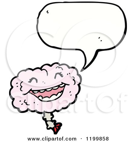 Cartoon of a Pink Brain Speaking - Royalty Free Vector Illustration by lineartestpilot