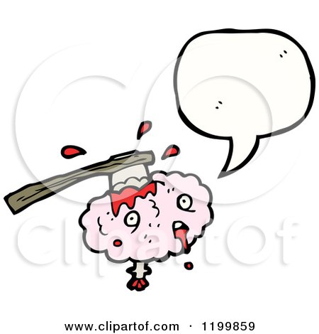 Cartoon of a Pink Bloody Brain - Royalty Free Vector Illustration by lineartestpilot