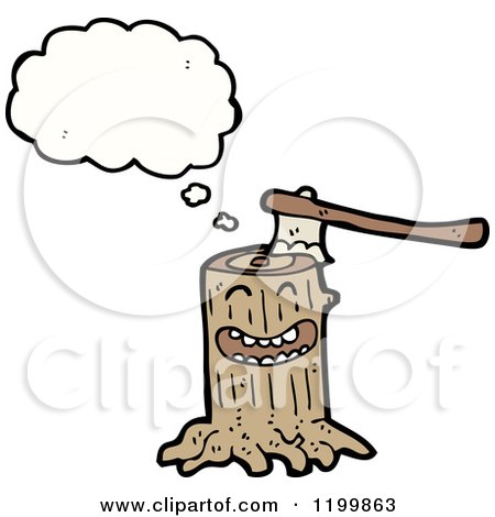 Cartoon of a Tree Stump Thinking - Royalty Free Vector Illustration by lineartestpilot