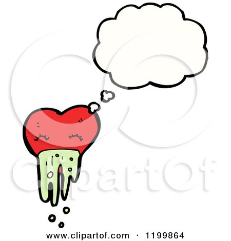 Cartoon of a Vomiting Heart Thinking - Royalty Free Vector Illustration by lineartestpilot