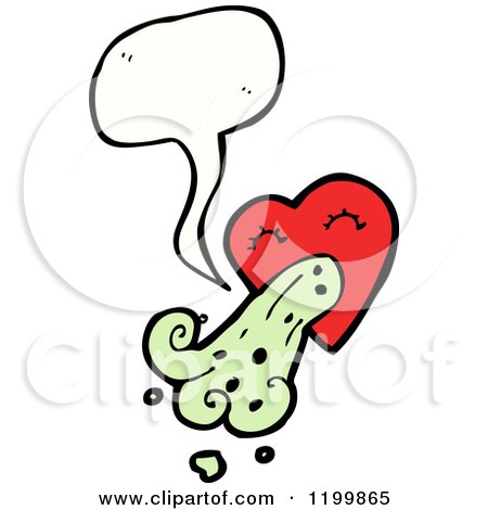 Cartoon of a Vomiting Heart Speaking - Royalty Free Vector Illustration by lineartestpilot