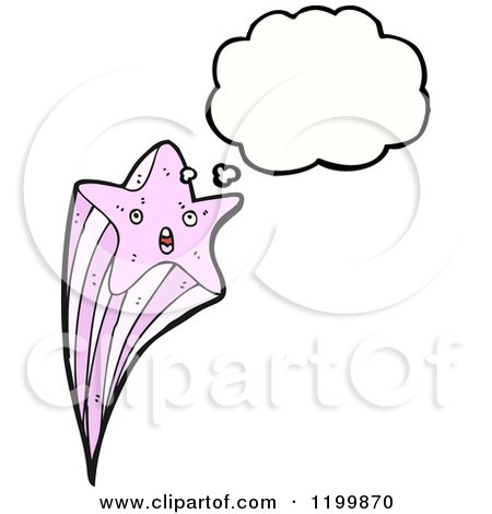Cartoon of a Shooting Star Thinking - Royalty Free Vector Illustration by lineartestpilot