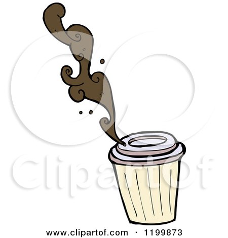 Cartoon of a Styrofoam Cup of Coffee - Royalty Free Vector Illustration